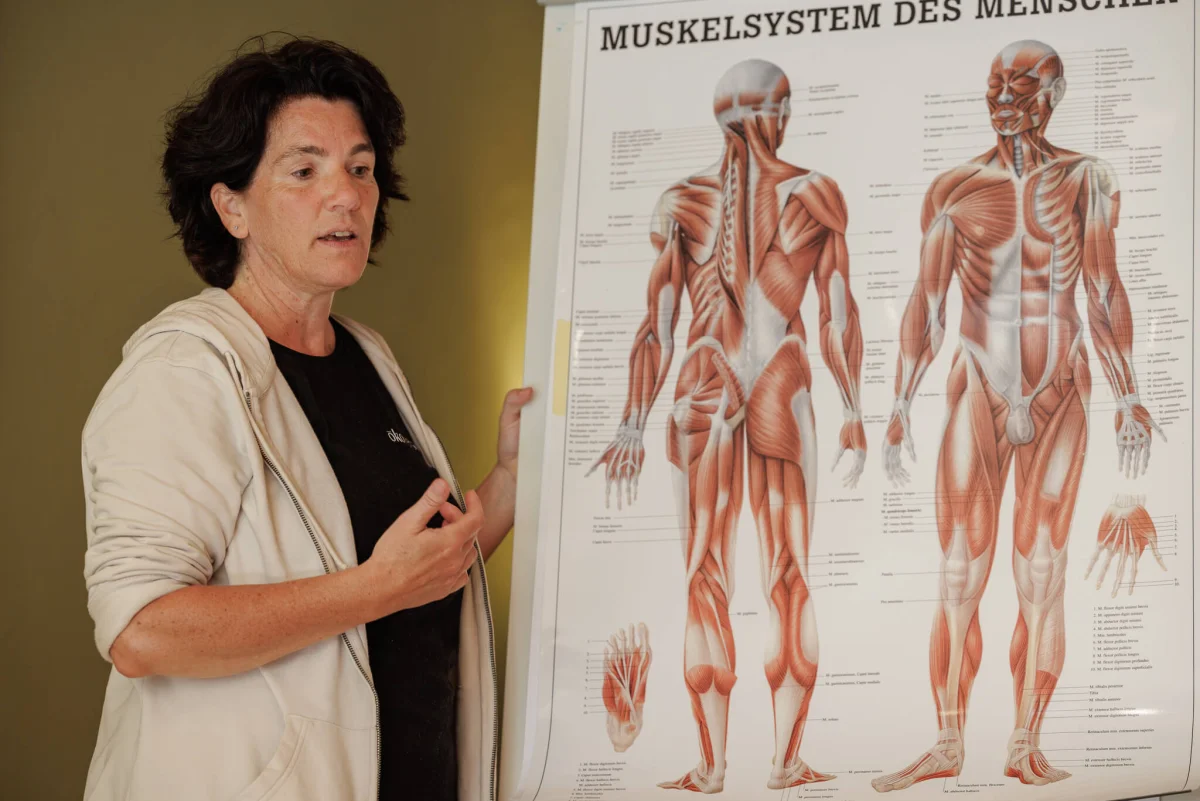Sandra Neff erklärt Körperzusammenhänge in der DYMA-Ausbildung