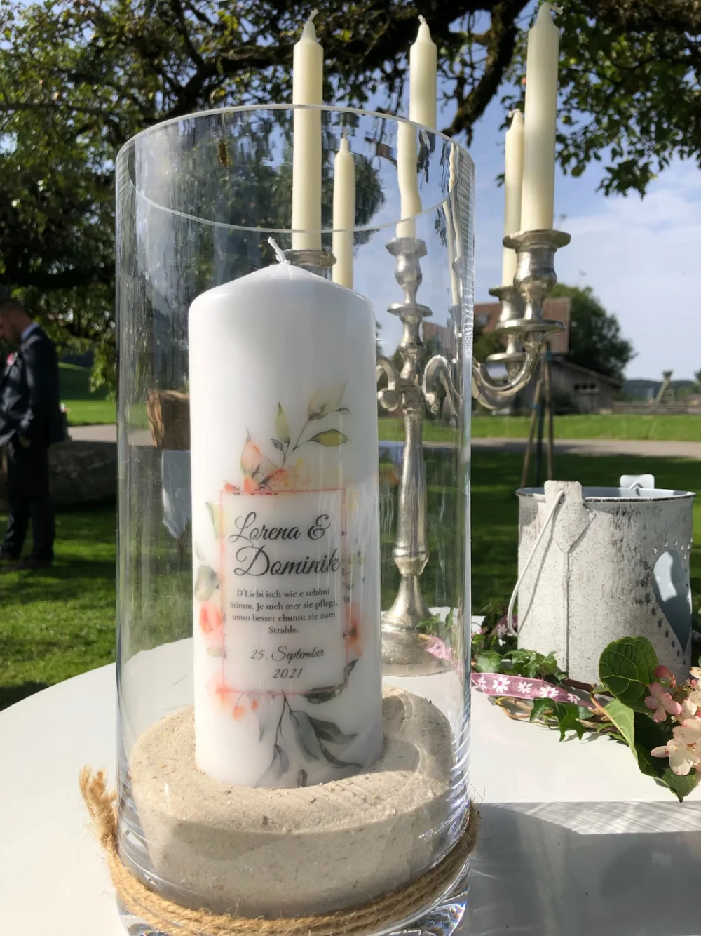 Kerze für eine Namensgebung in freier Natur